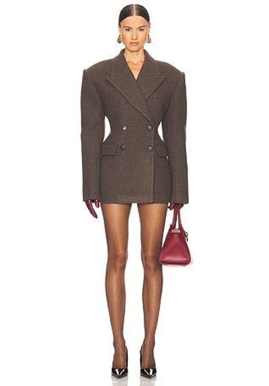 Helsa Italian Wool Blend Blazer in Cocoa - XXS